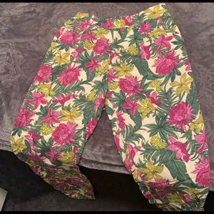 Cream & bright coloured floral dress pants